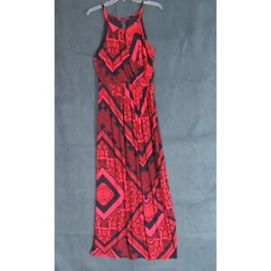 Enfocus Studio Dress Womens 12 Red Black Graphic Boho Hipster Quiet Luxury Maxi